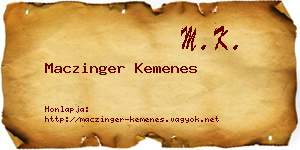 Maczinger Kemenes névjegykártya